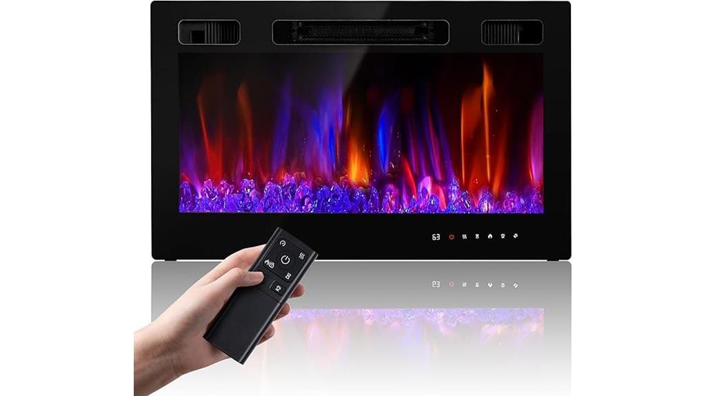 36 inch 1500w wall mounted electric fireplace