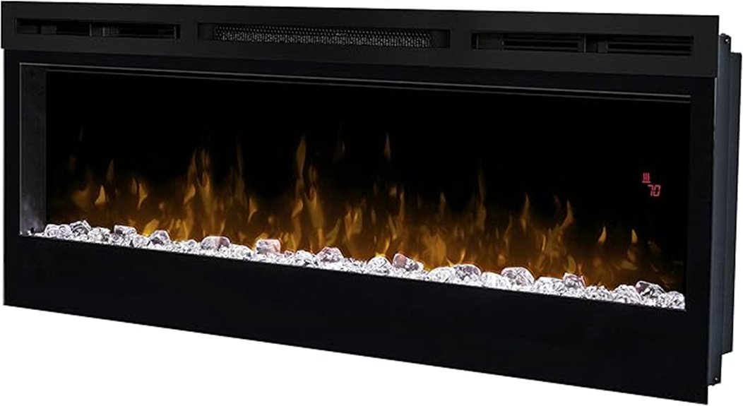 50 inch black wall fireplace