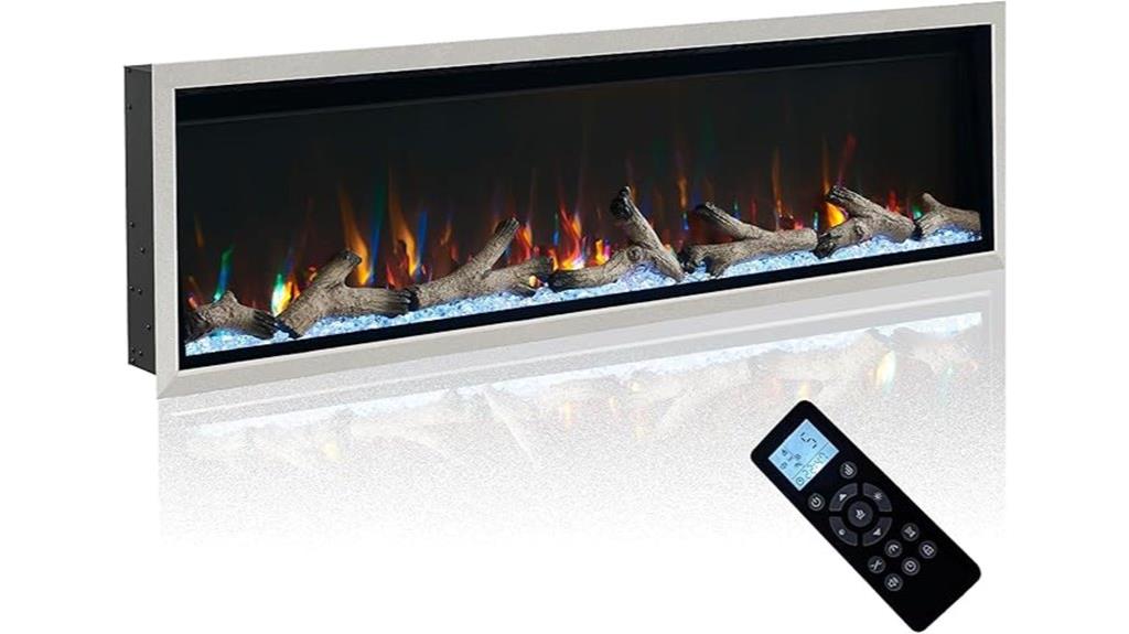 60 inch aluminum flame fireplace