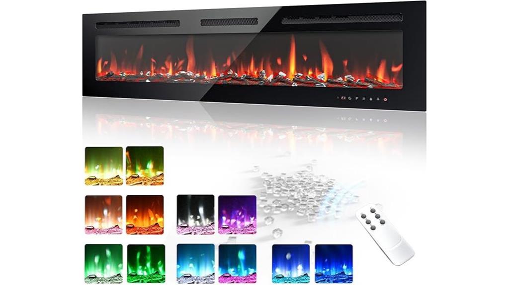 60 inch wall mounted fireplace