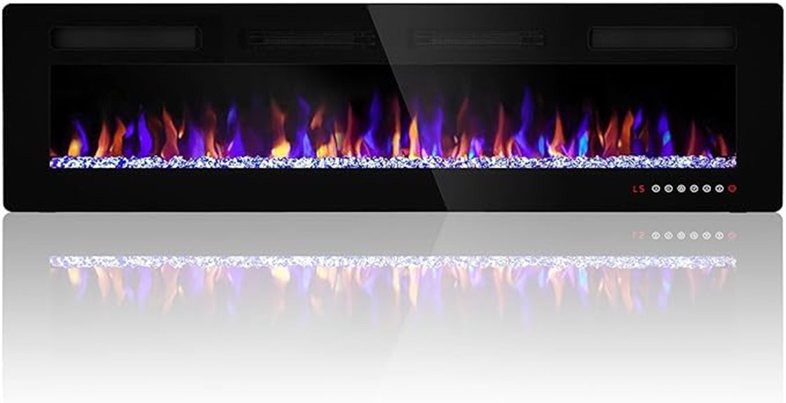 60 inch wall mounted fireplace