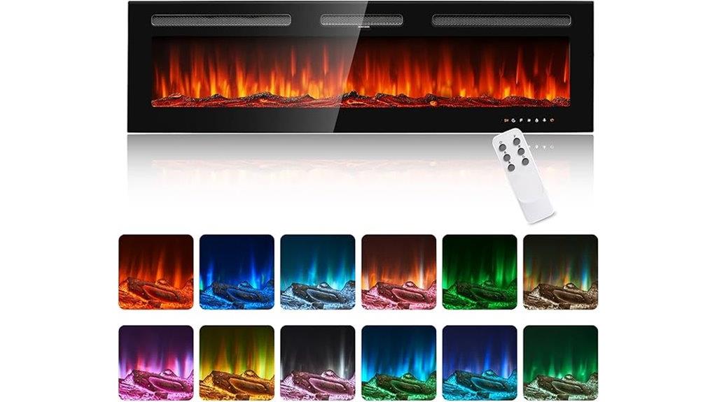 60 inch wall mounted fireplace