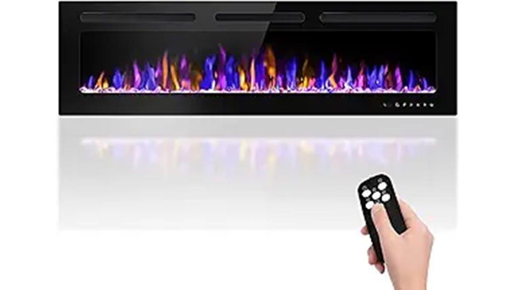 60 inch wall mounted fireplace
