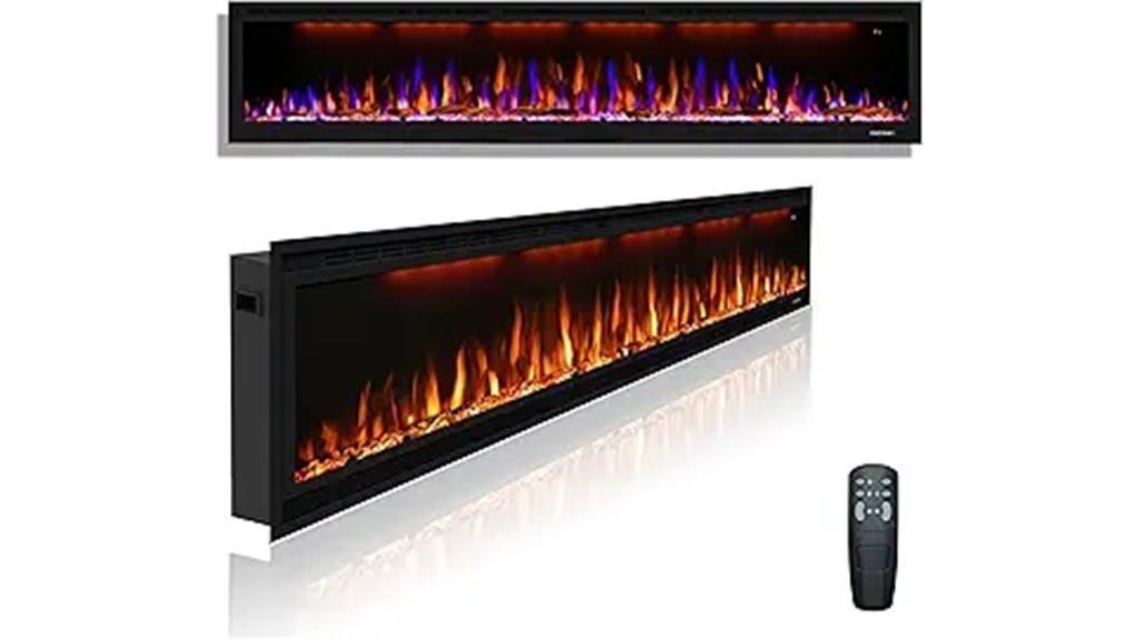 84 inch wall mounted fireplace