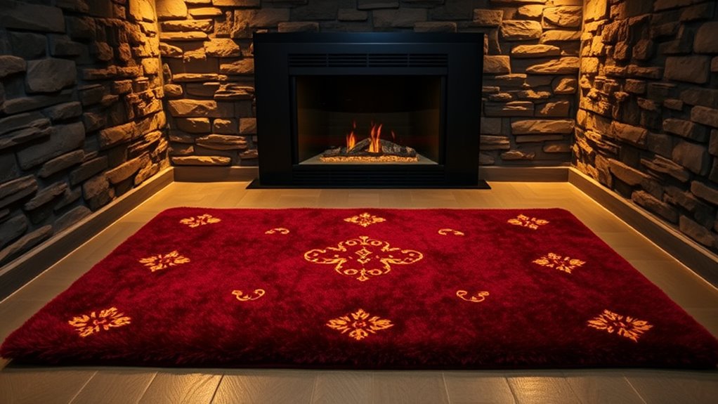 basement hearth rug safety