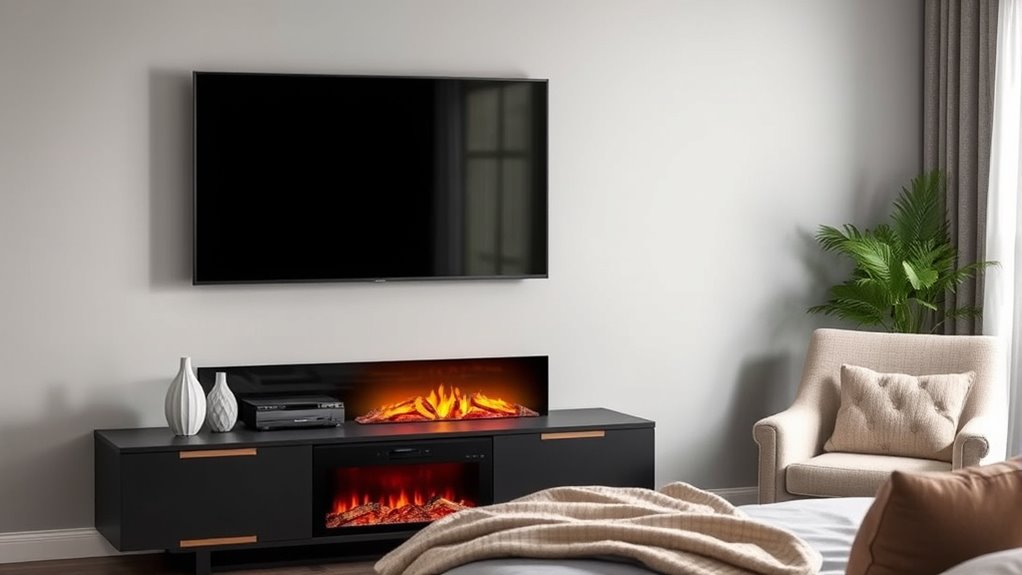 bedroom media console fireplaces