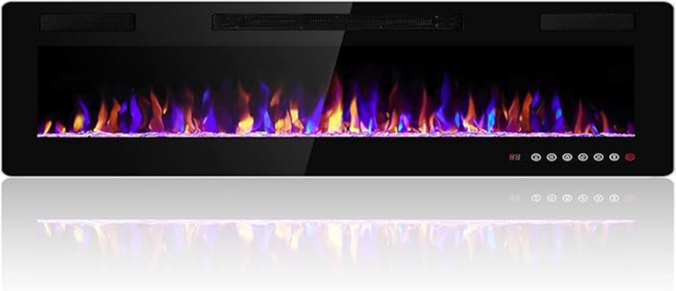 black 68 inch electric fireplace