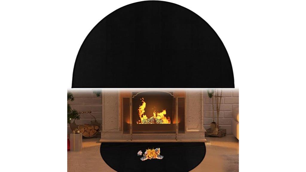 black fireproof hearth mat