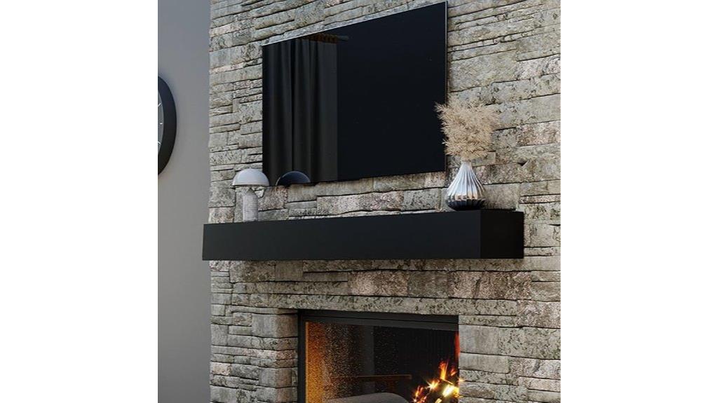 black floating mantel shelf