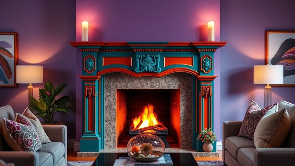 colorful fireplace mantel ideas