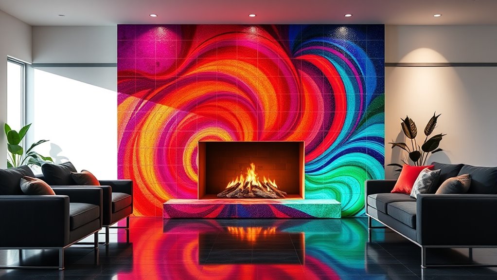 colorful fireplace surround ideas