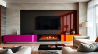 colorful media console fireplaces
