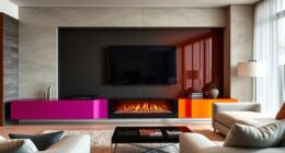 colorful media console fireplaces