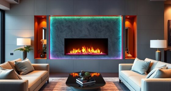 colorful recessed fireplace frames