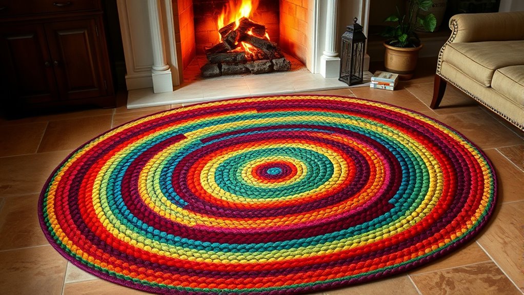 colorful rustic braided rug