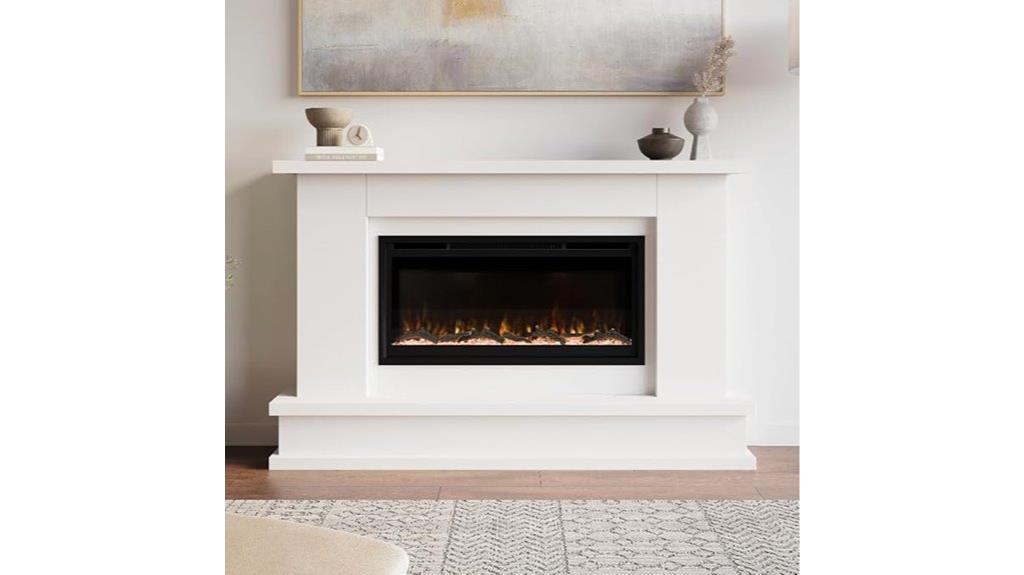 contemporary white mantel fireplace
