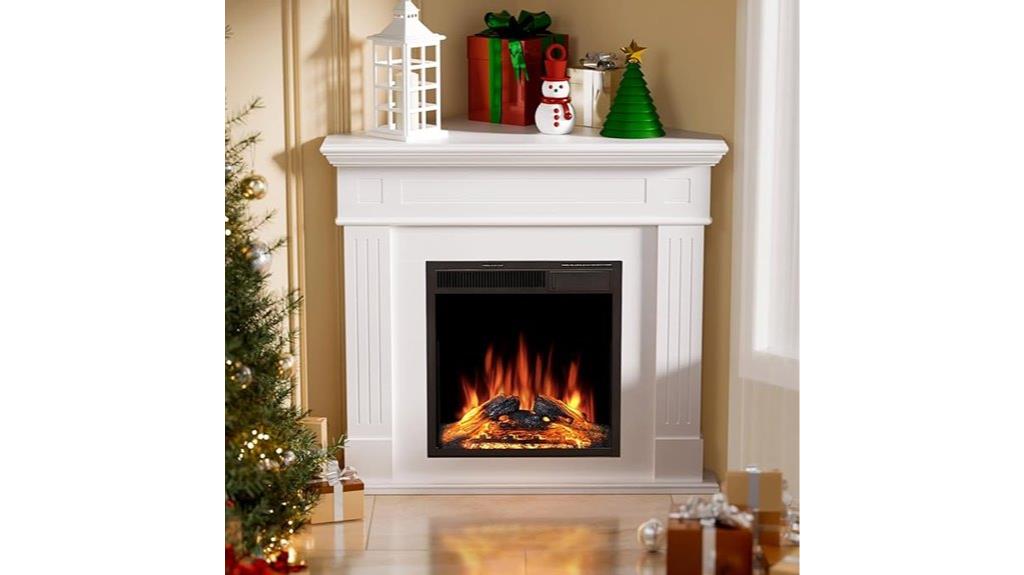 corner electric fireplace with mantel