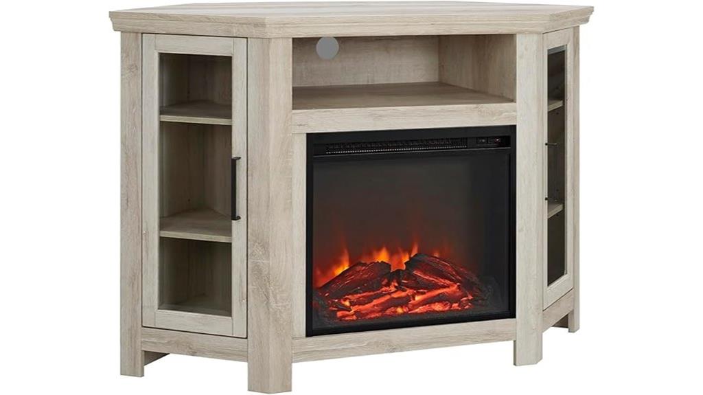 corner tv stand with fireplace