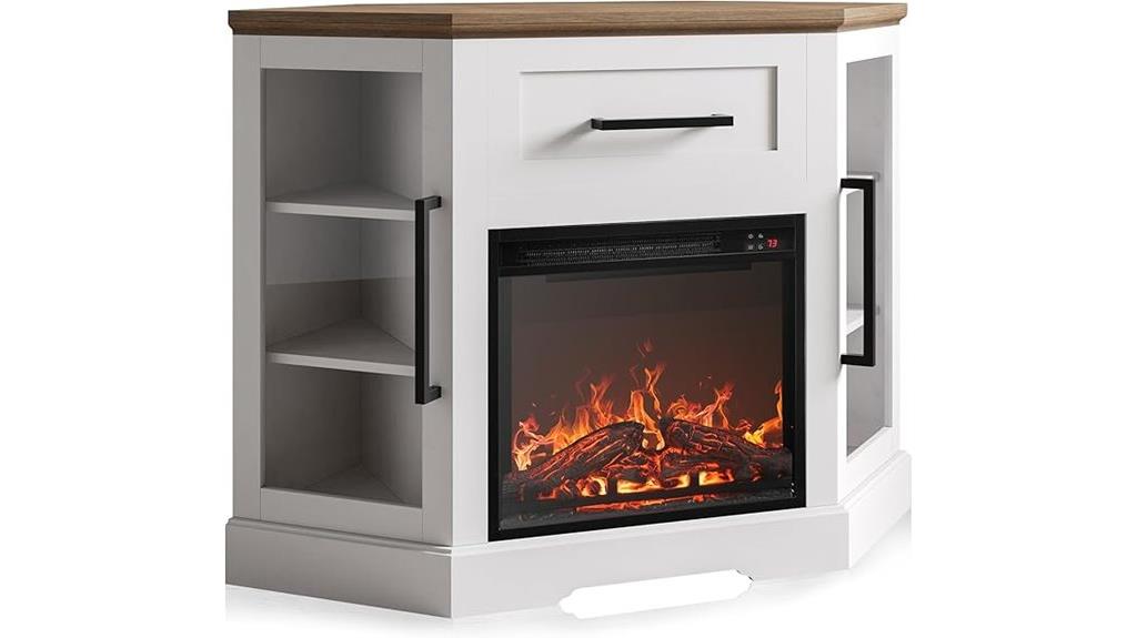 corner tv stand with fireplace