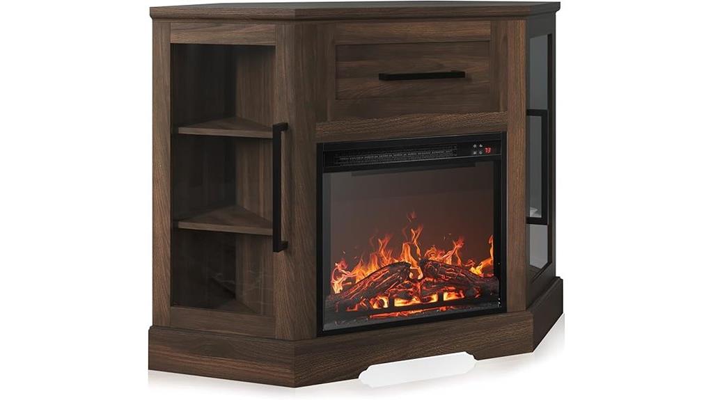 corner tv stand with fireplace