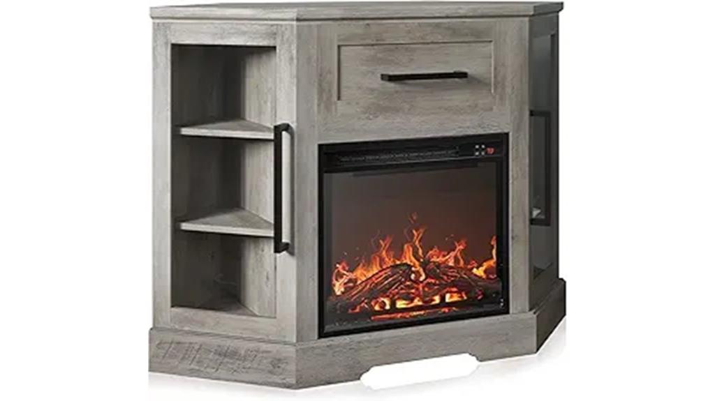 corner tv stand with fireplace