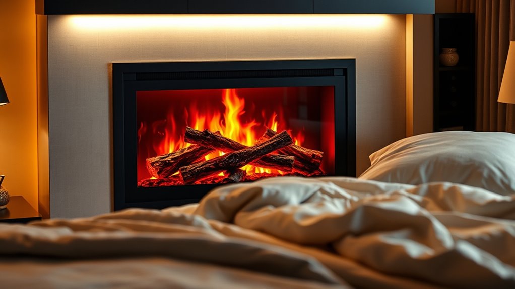cozy bedroom electric fireplaces