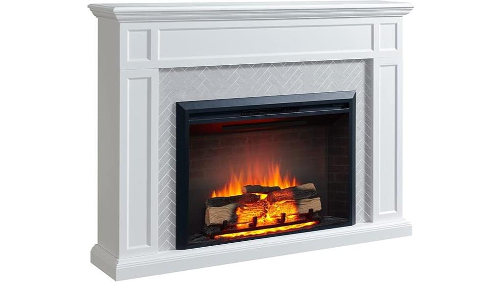 cream white electric fireplace