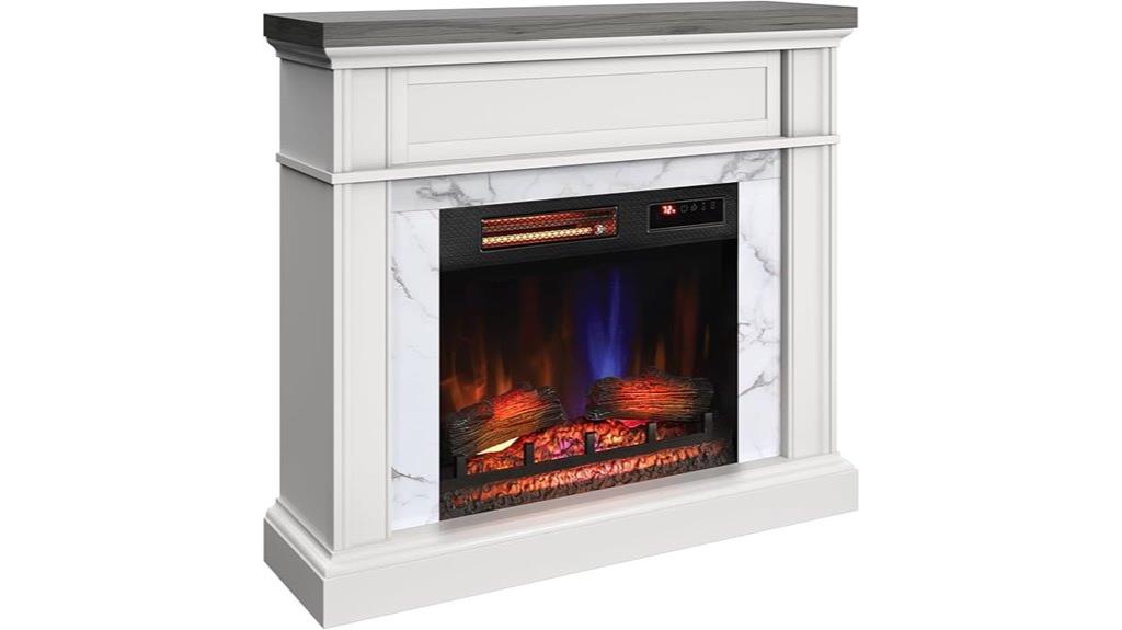 duraflame white wall fireplace