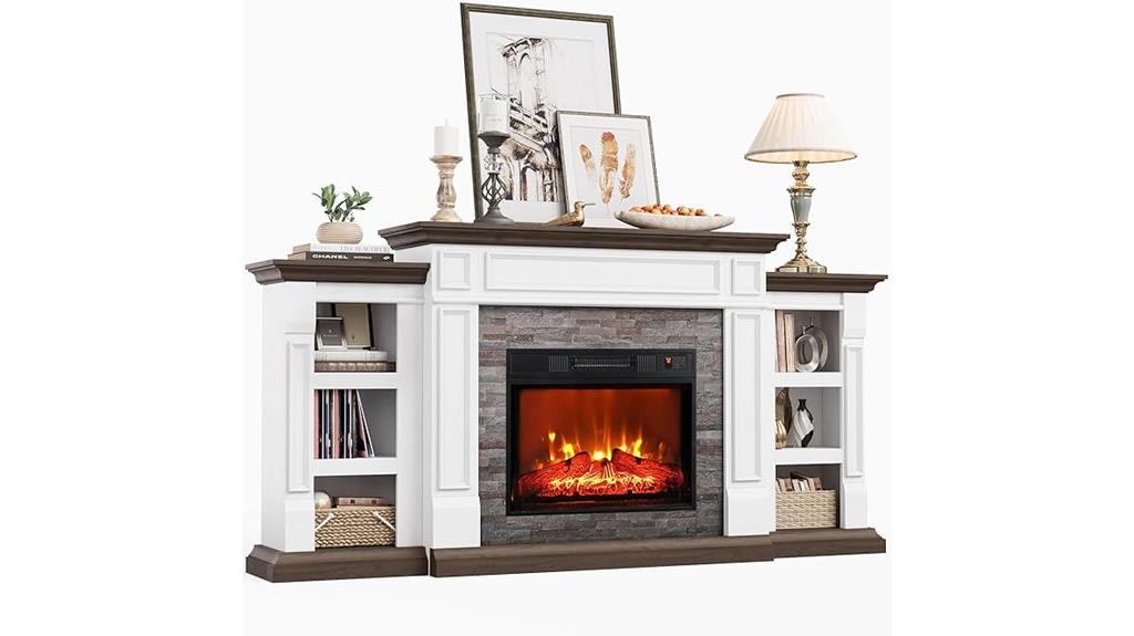 electric fireplace with shelves