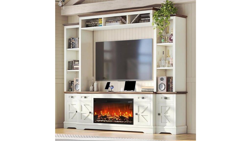 farmhouse entertainment center with fireplace