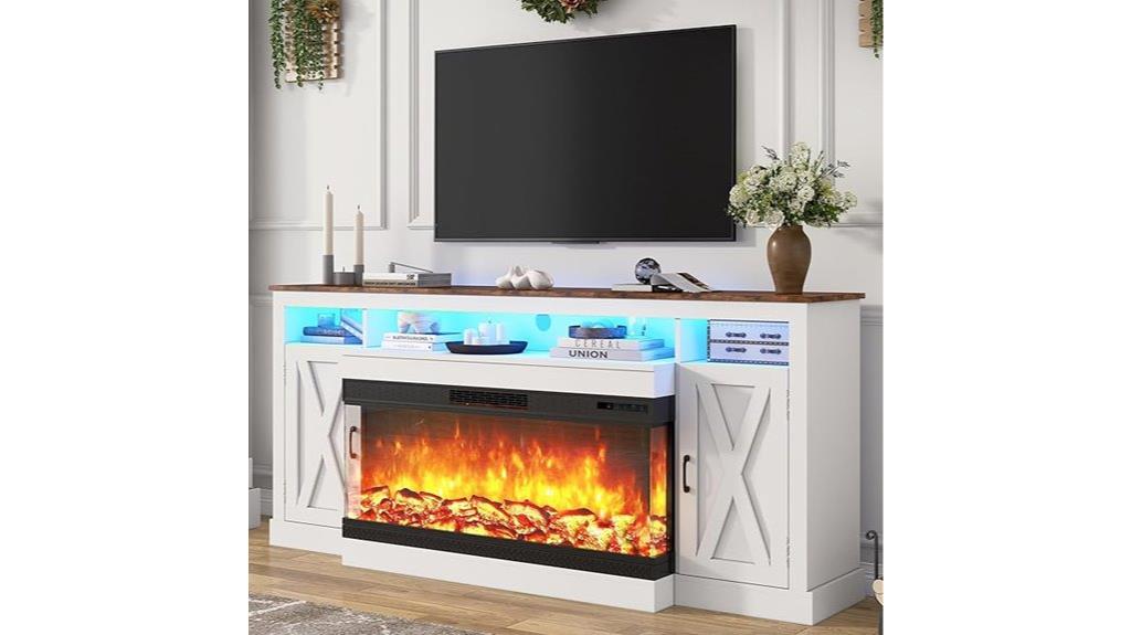 farmhouse tv stand with fireplace