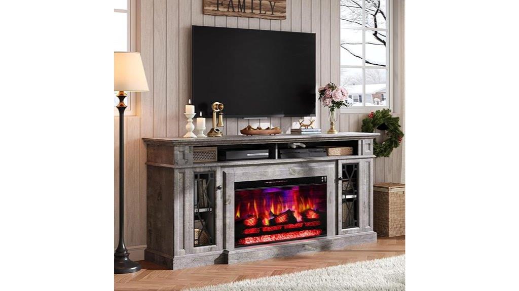 farmhouse tv stand with fireplace