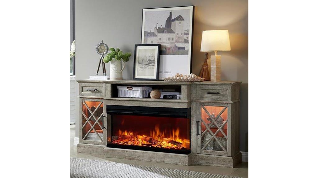 farmhouse tv stand with fireplace