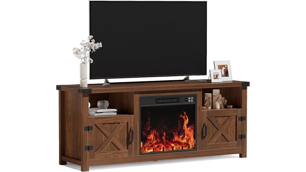 fireplace tv stand barn doors