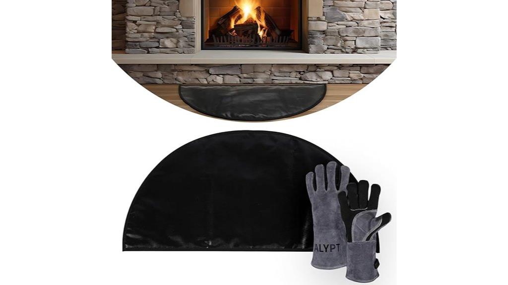 fireproof hearth mat with gloves