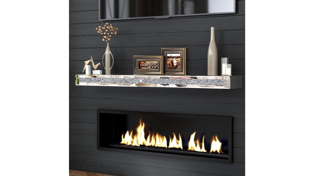glass floating fireplace shelf