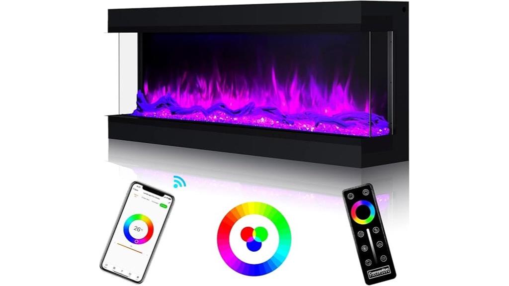 large 3 sided electric fireplace