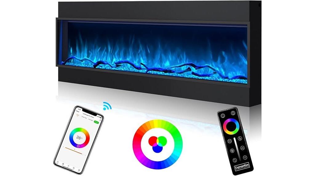 large 56 inch electric fireplace