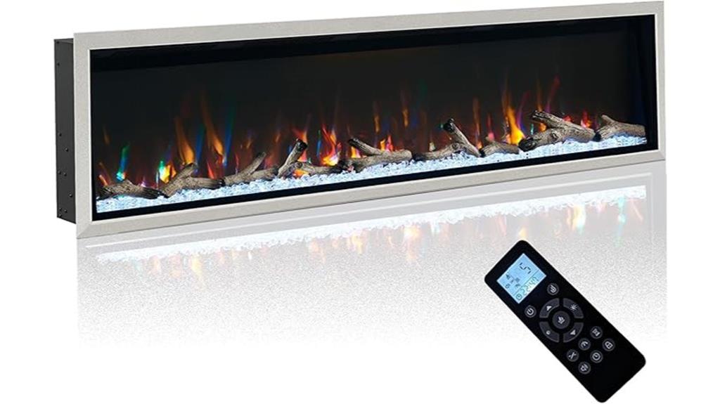 large aluminum framed electric fireplace