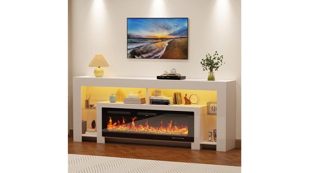 large glossy fireplace tv stand