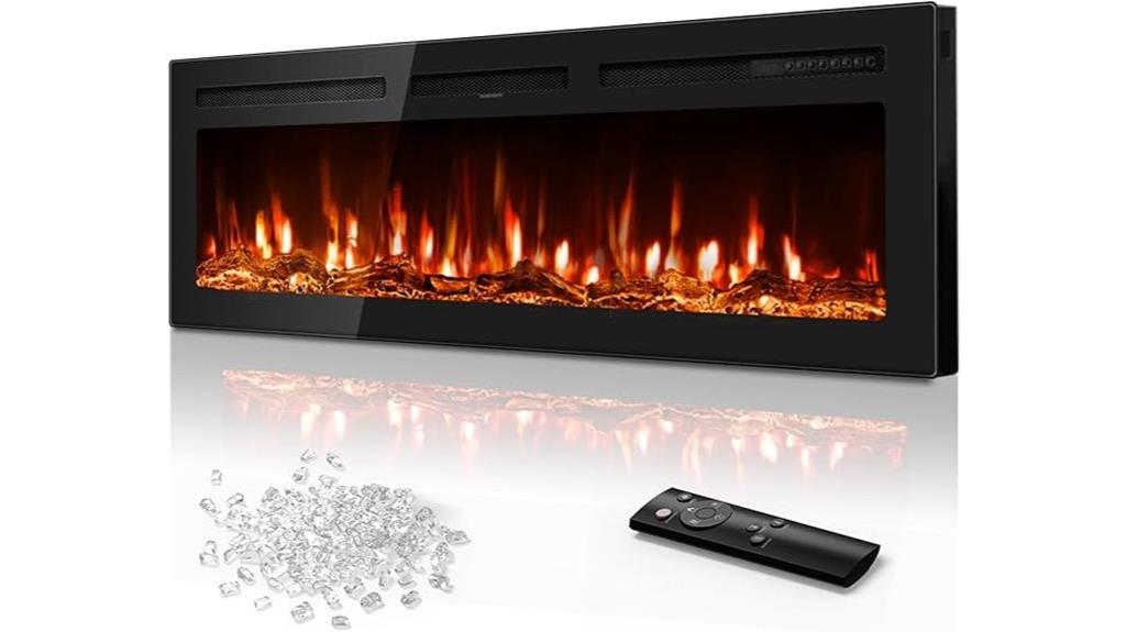 large recessed wall fireplace