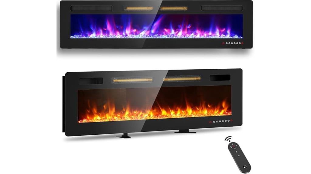 large sleek wall mounted fireplace