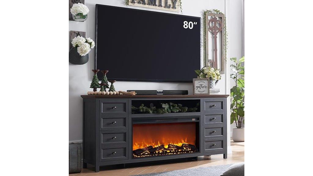 large tv stand with fireplace