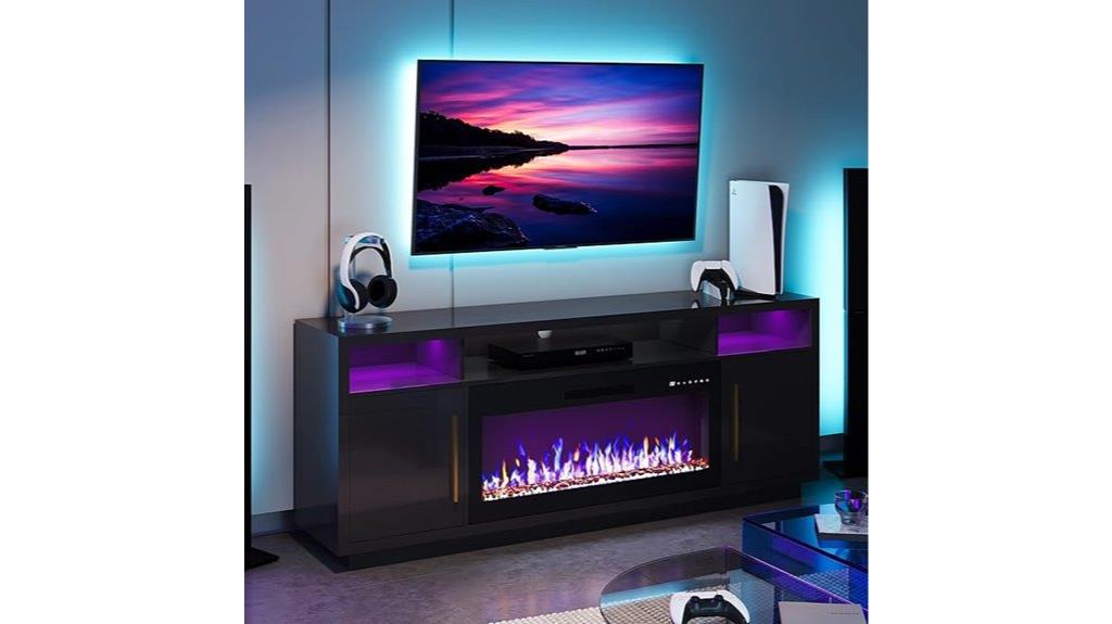 large tv stand with fireplace