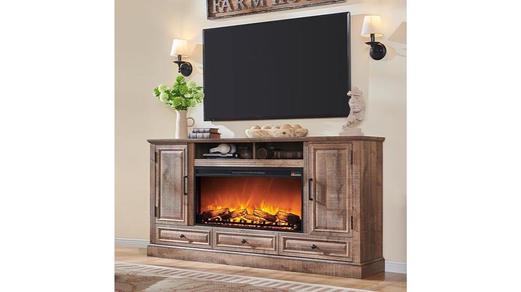 large tv stand with fireplace