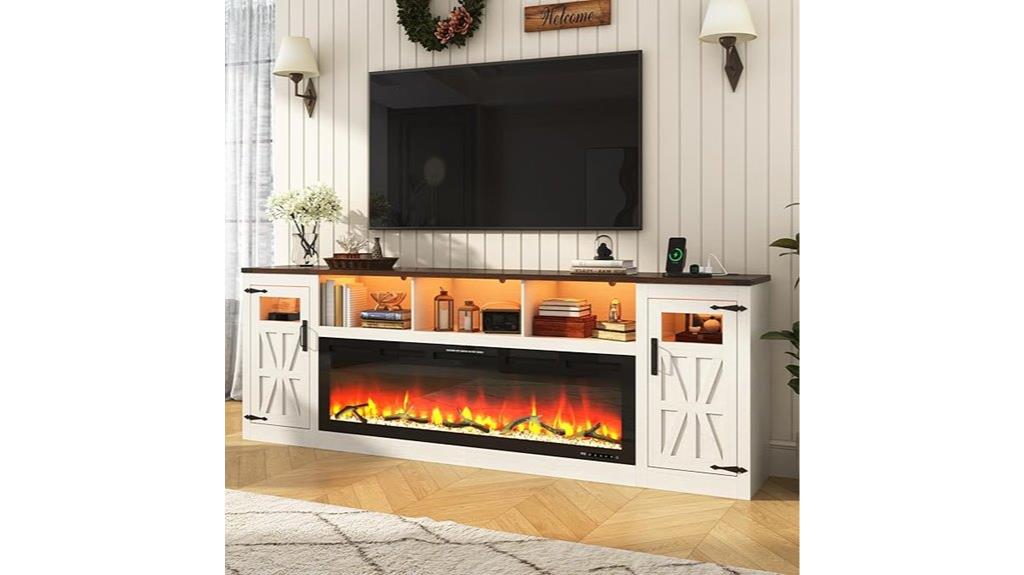 large tv stand with fireplace