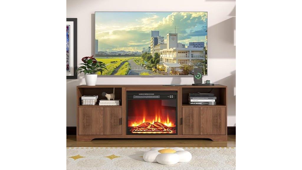 large tv stand with fireplace