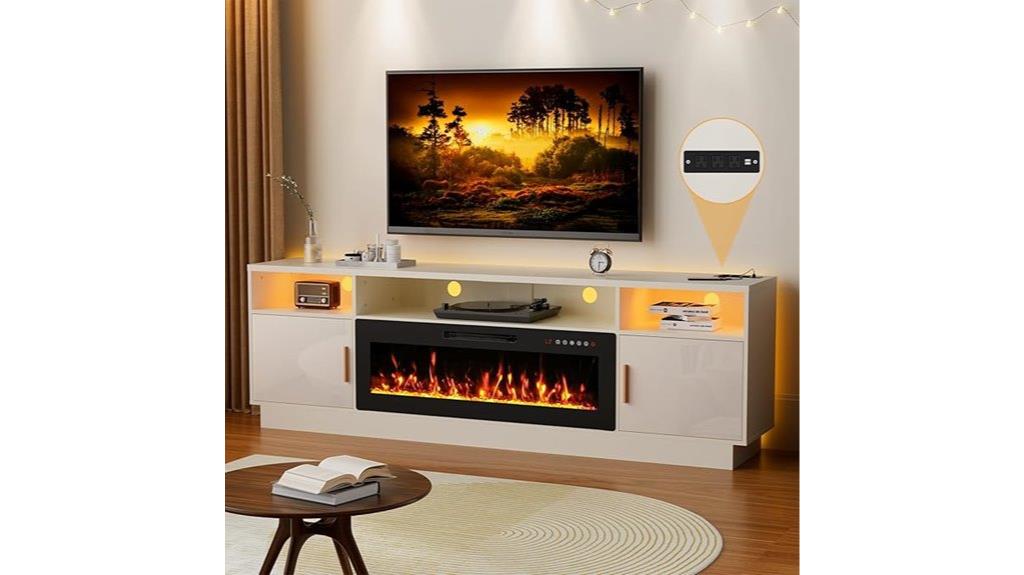large white tv stand