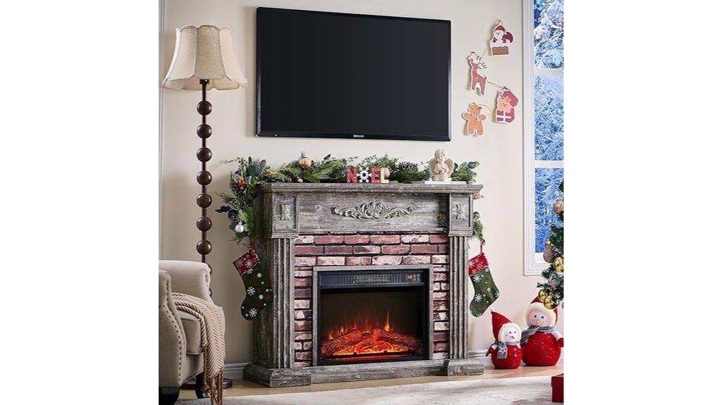 light grey electric fireplace