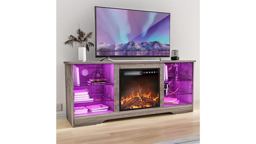 modern tv stand with fireplace